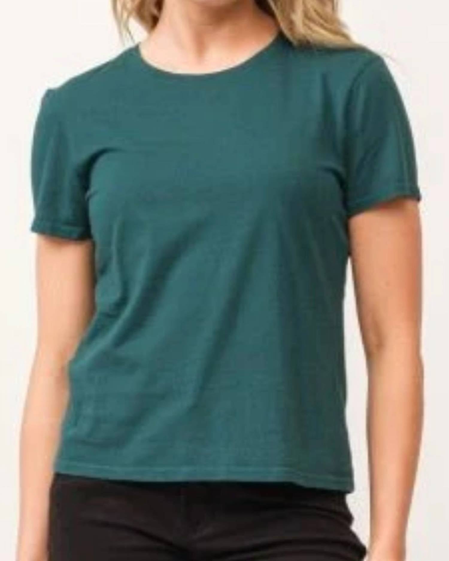 DEAR JOHN DENIM Unity Crewneck Tee in deep teal - women's t-shirt - detail view