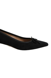 Sam Edelman Women's Rinda Pointed Toe Ballet Heel in black suede - women's heels - detail view