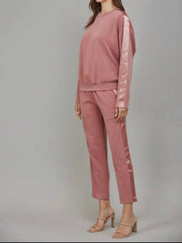 Fate Contrast Satin Lounge Set in rose - women's sleepwear