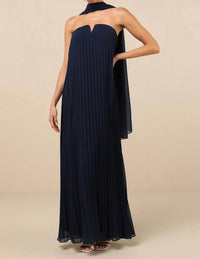 Lulus - Women's Lael Pleated Strapless Dress And Scarf Set