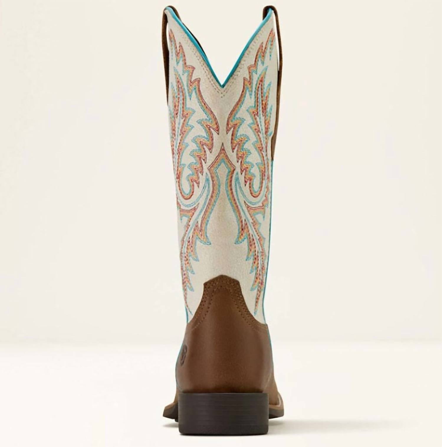 ARIAT Women's Round Toe Stretchfit Cowgirl Boot in sandstorm ivory - women's shoe - detail view