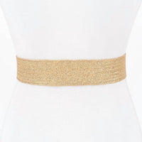 3Am By H&D Accessories - Women's Rhinestone Square Buckle Straw Stretch Belt