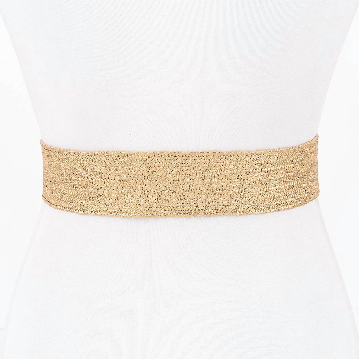 3Am By H&D Accessories - Women's Rhinestone Square Buckle Straw Stretch Belt