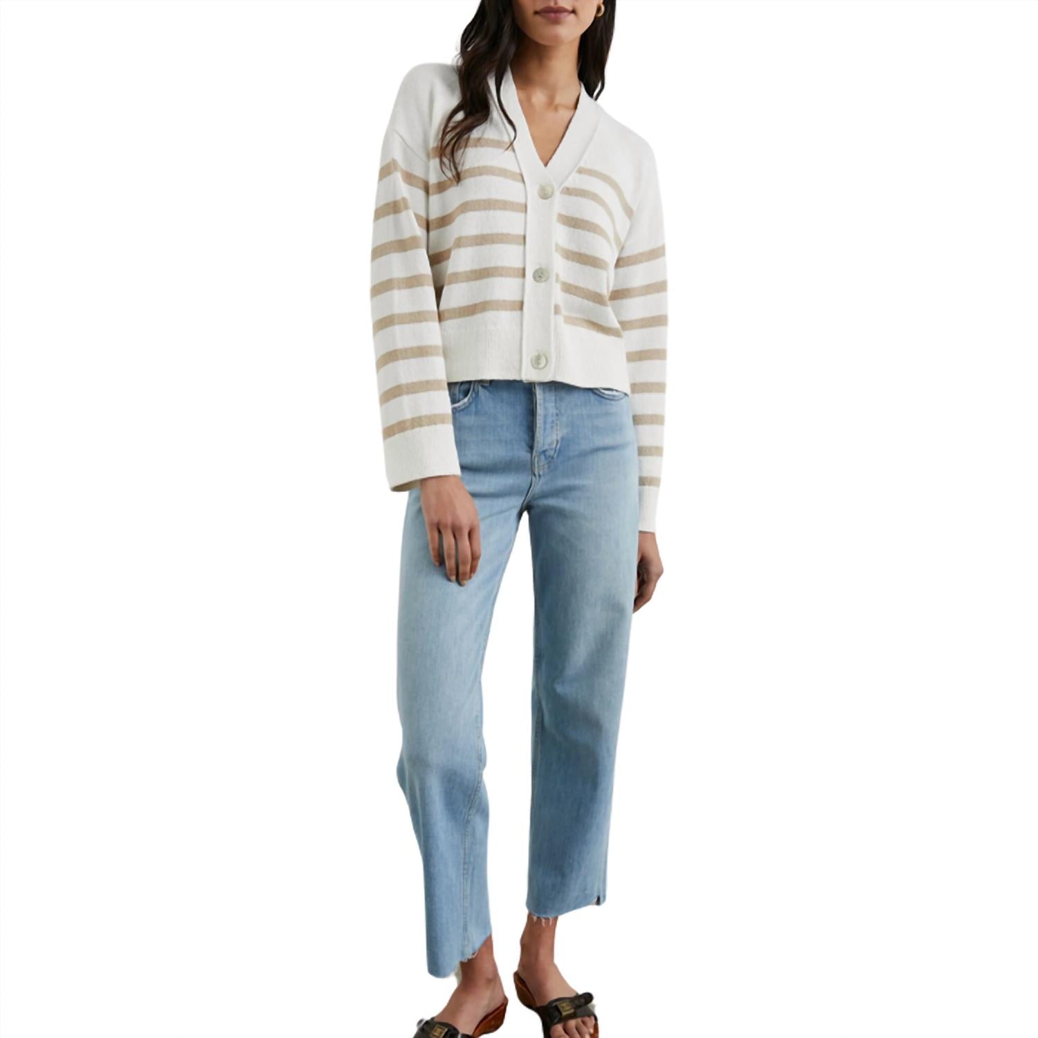 Rails Women's Geneva Cardigan in sand stripe - women's cardigan - alternate view