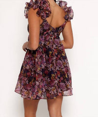 Storia - Organza Floral Ruffle Sleeve Dress