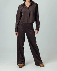 sundays Ozian Shirt Top in brown - women's long sleeve top - alternate view