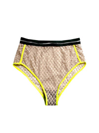 Titov - Women's Natasha High Rise Mesh Underwear With Neon Trim
