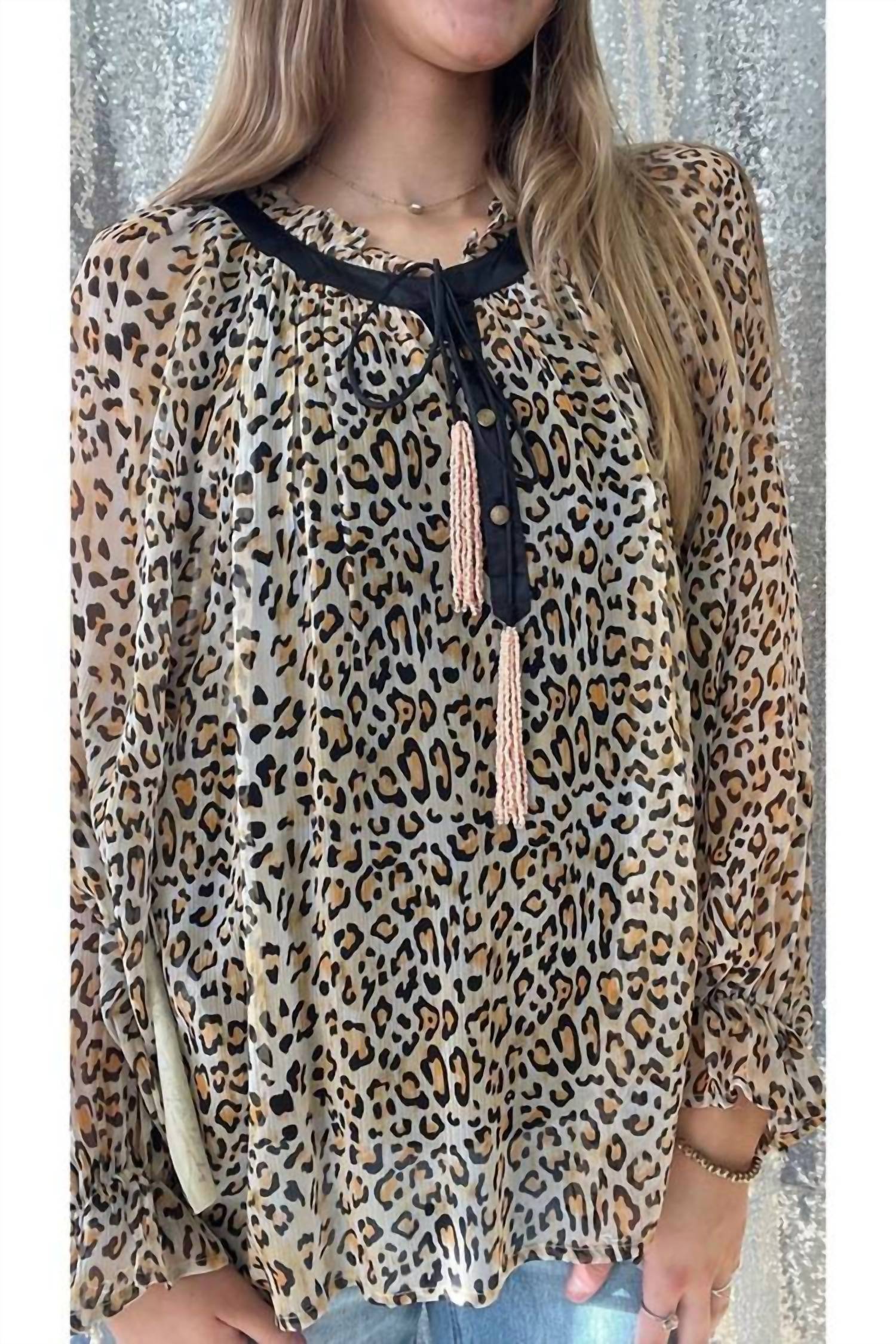 Aratta - Chiffon Blouse With Beaded Tassel Detail