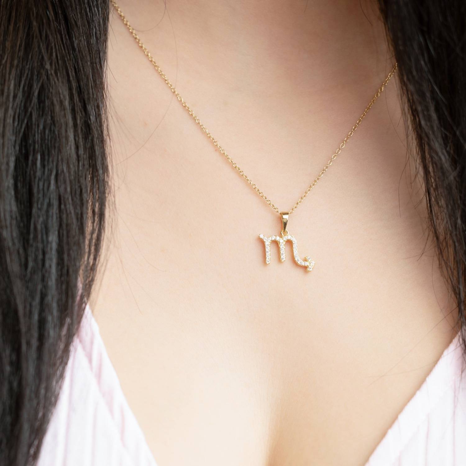 Silver Depot Scorpio Necklace With Extra Cubic Zirconia Sparkle in gold - women's jewelry - detail view