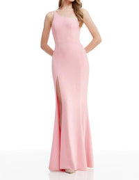 DRESS THE POPULATION Amy One-shoulder Bodycon Maxi Dress in vintage pink - women's dress