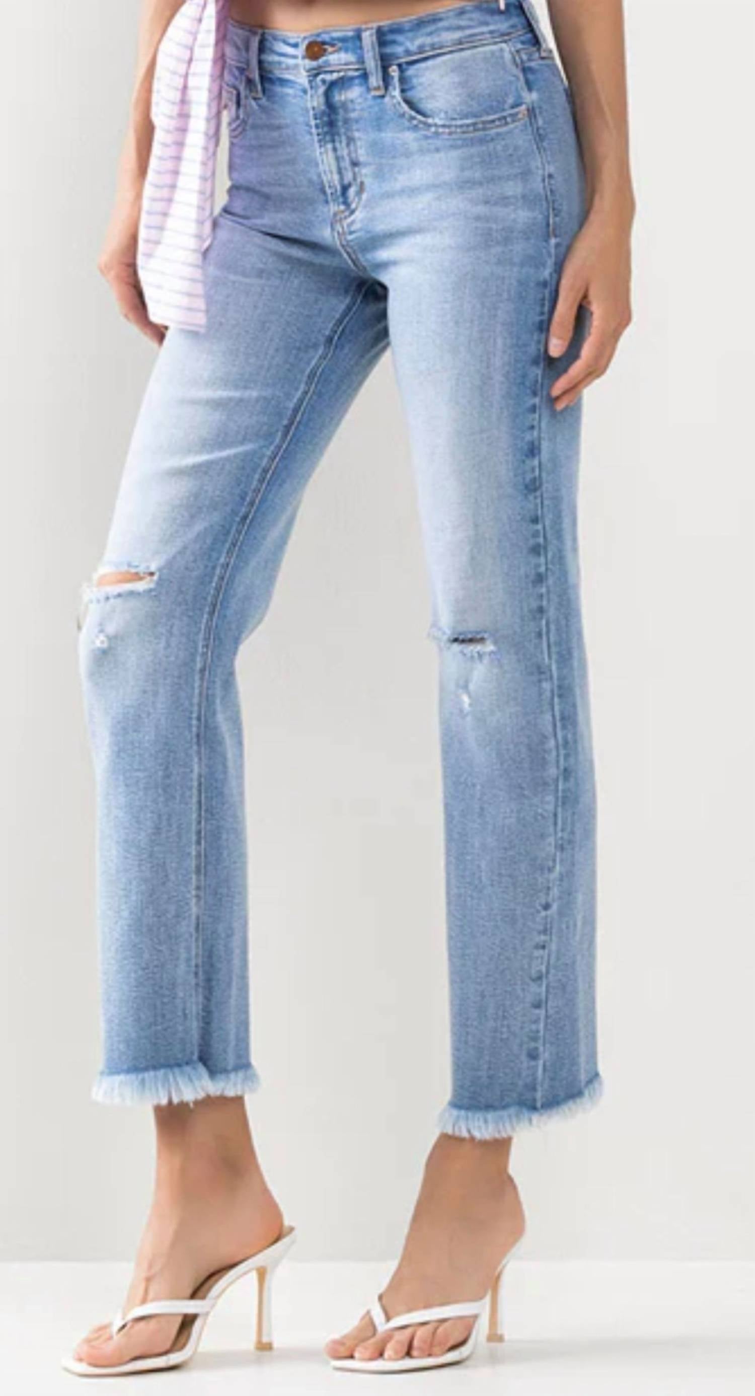 Sneak Peek - Mid Rise Fringe Hem Jeans