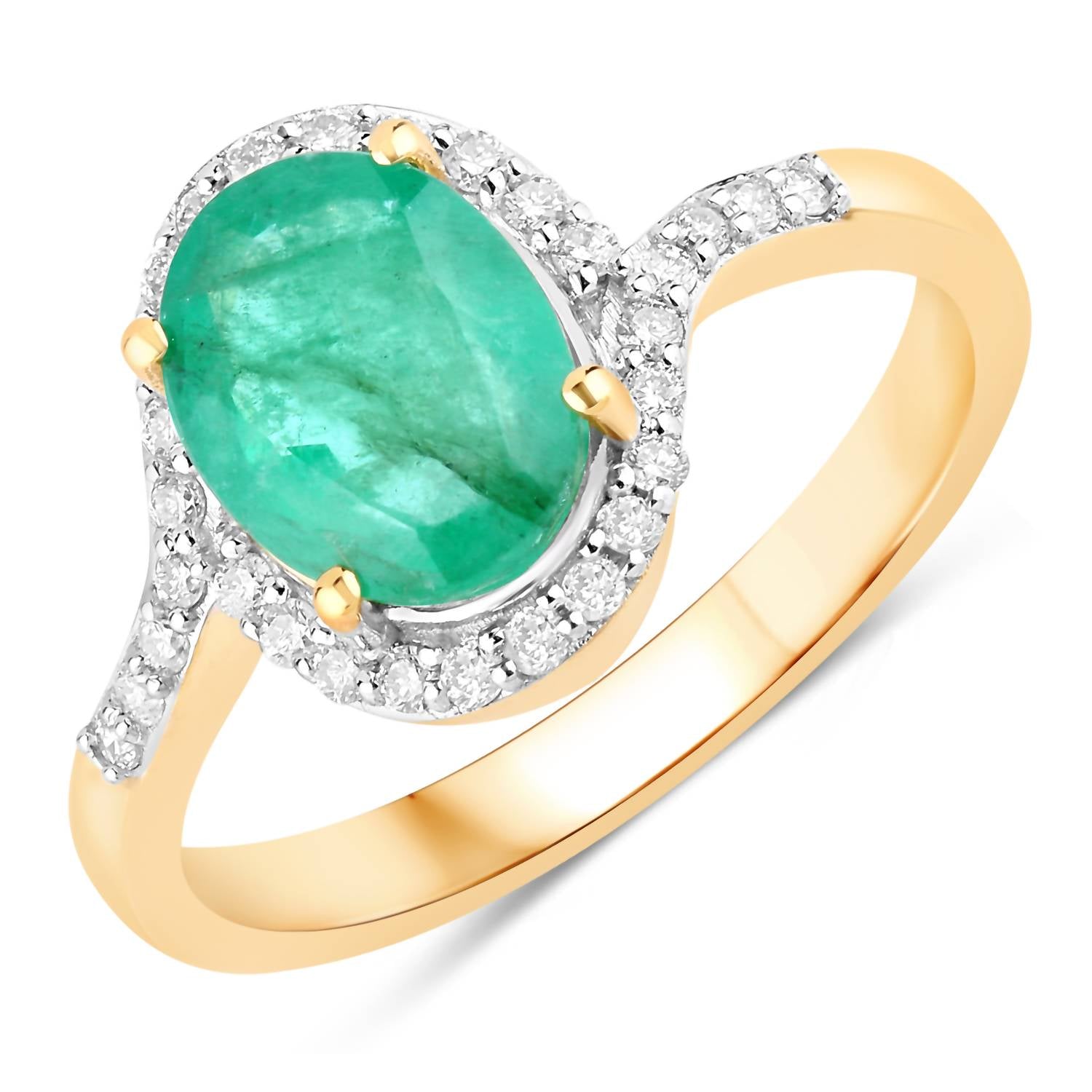 Diana M Jewels Women's Oval Natural Zambian Emerald Fashion Ring (1.92 Ct) - Classic in 14k yellow gold - women's jewelry