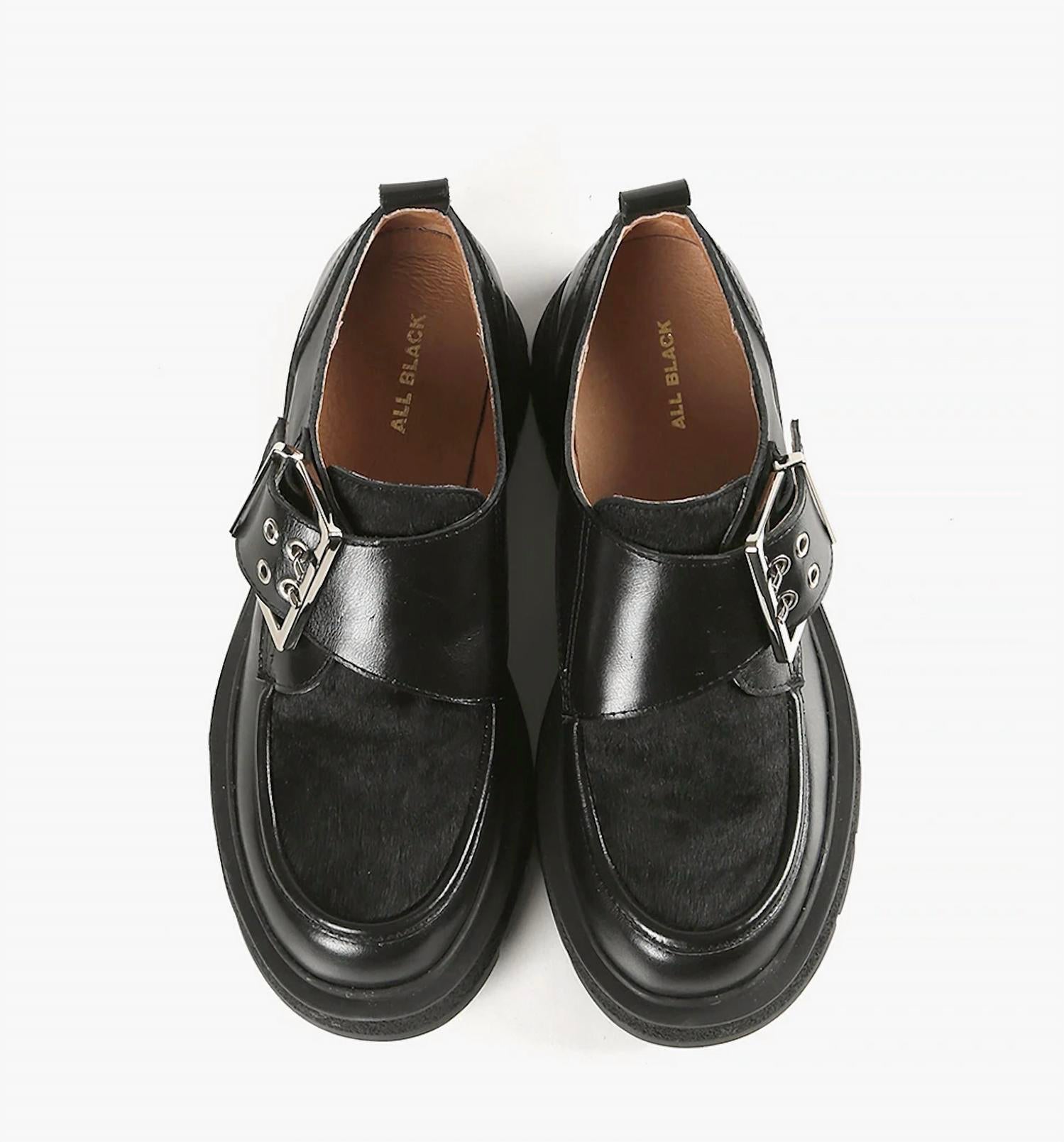 All Black - Women's Double Buckle Nulugg Loafers