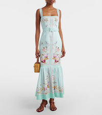 Self-Portrait - Floral Linen Midi Dress