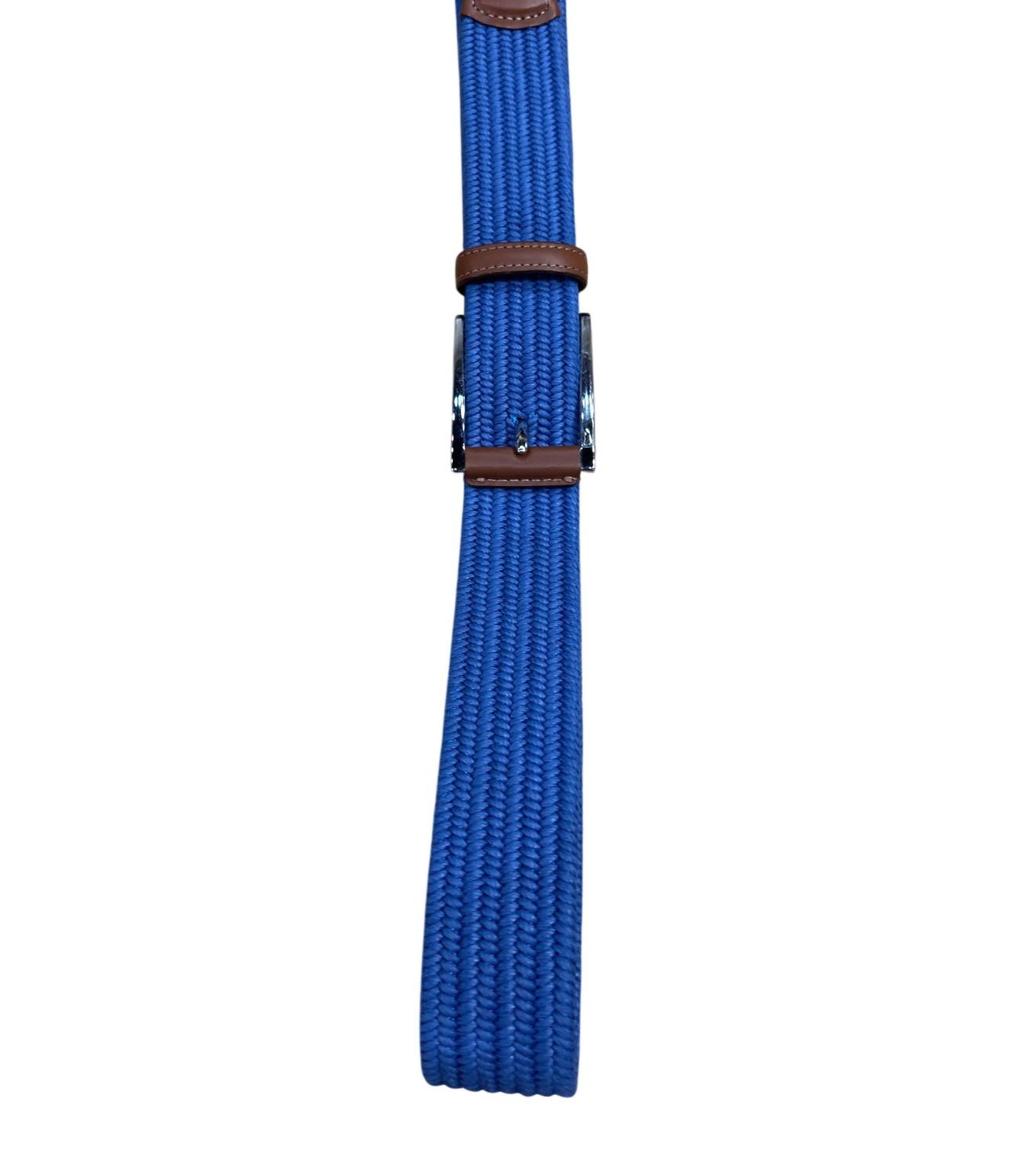 Torino Leather Men's Italian Mini Woven Stretch Belt in blue - men's accessory