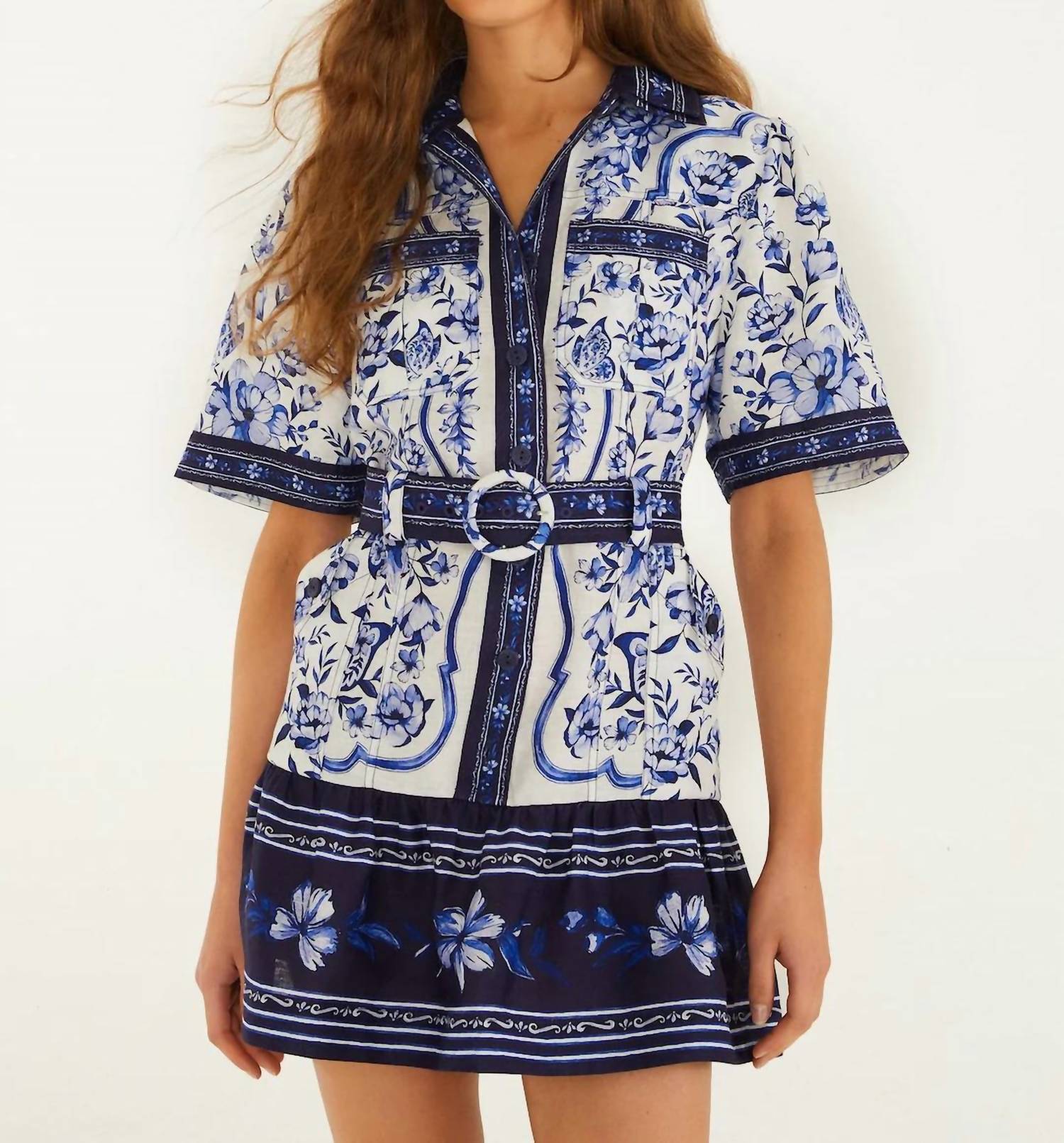 Farm Rio - Porcelain Garden Mini Dress