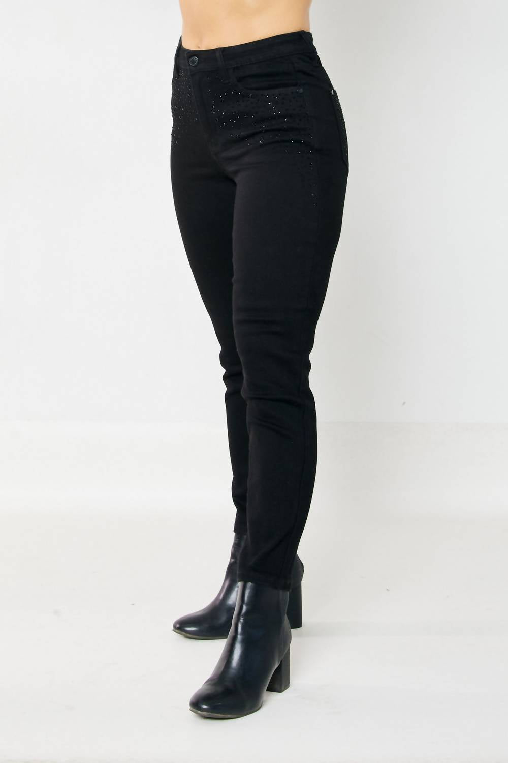 Judy Blue - High Waist Rhinestone Embellished Slim Fit Jeans