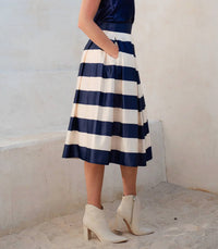 Jade By Jane - Striped Pleated Midi Skirt