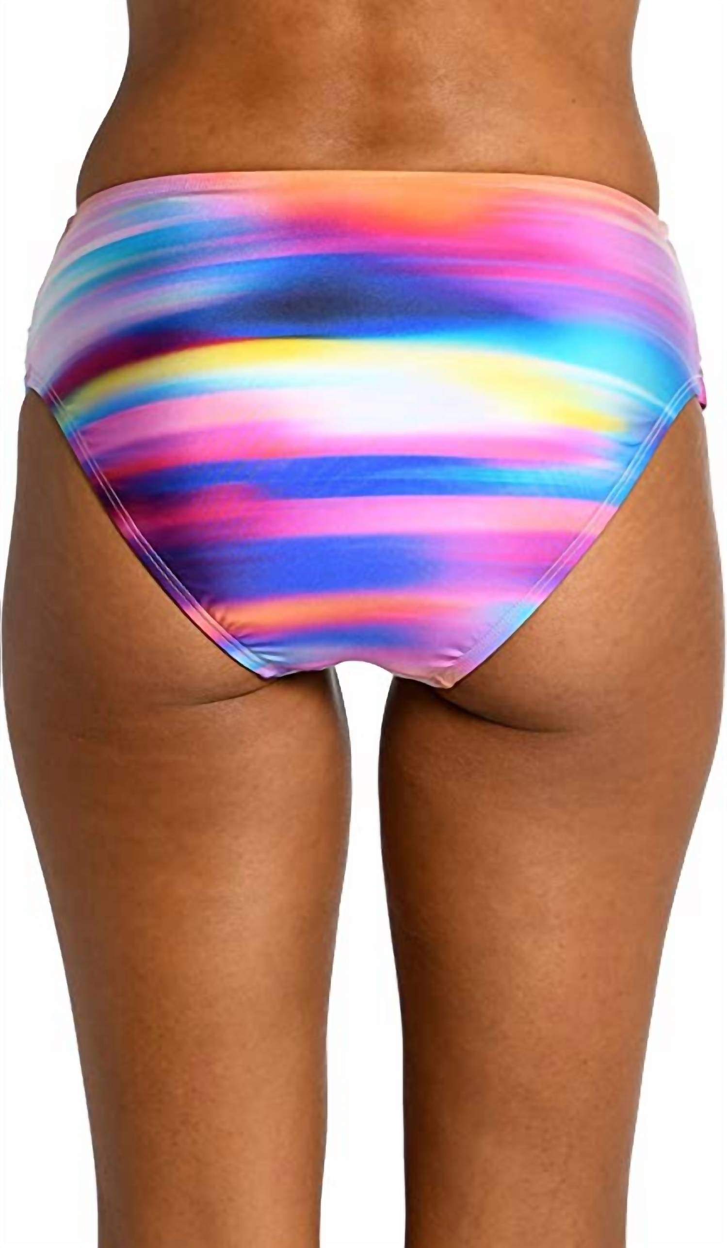 La Blanca Sunset Shores Banded Hipster Swimsuit Bottom in multi brights - women's swimwear - detail view