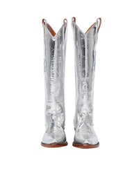 Miron Crosby - Preloved Women's Kristin Mirrored Boots With Denim Blue Leather Daffodil
