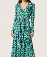 Soaked In Luxury - Slaldora V-neck Mesh Long Sleeve Midi Dress