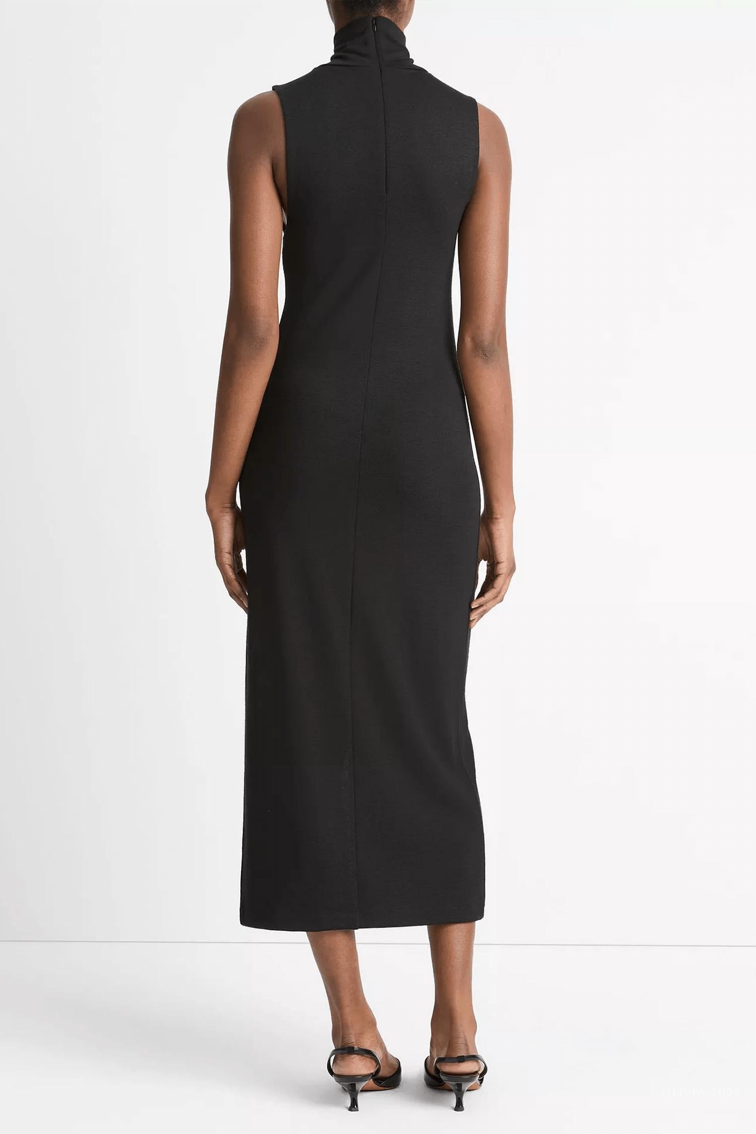 Vince - Side-slit Sleeveless Turtleneck Dress