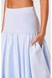 Astr - Thesan Mixed Media Drop-waist Midi Skirt