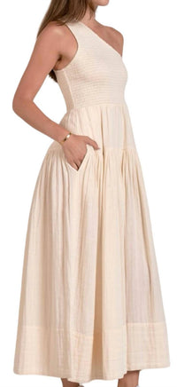 Elan - One Shoulder Smocked Maxi Dress