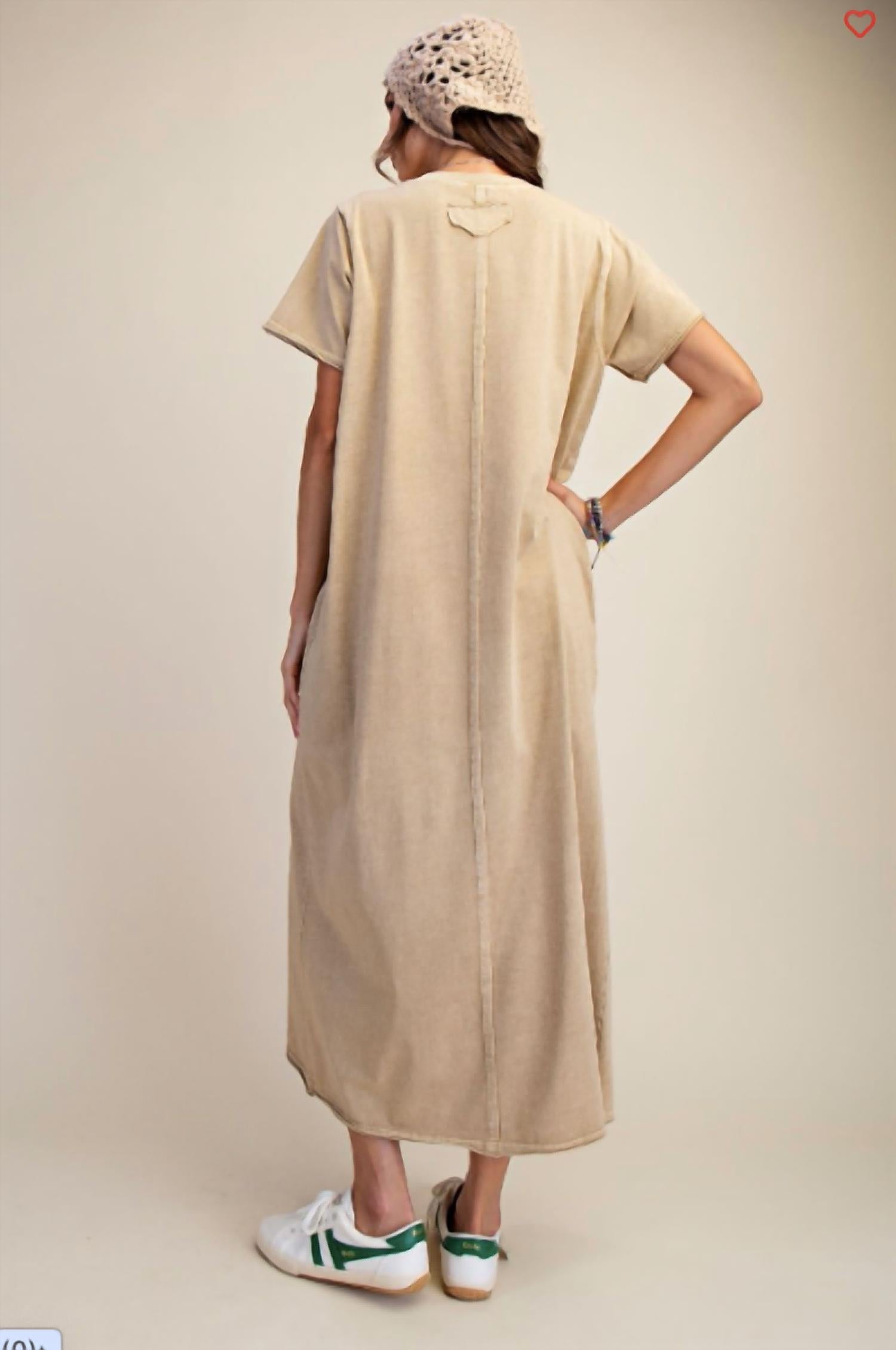 Easel - Mineral Washed Terry Midi Dress