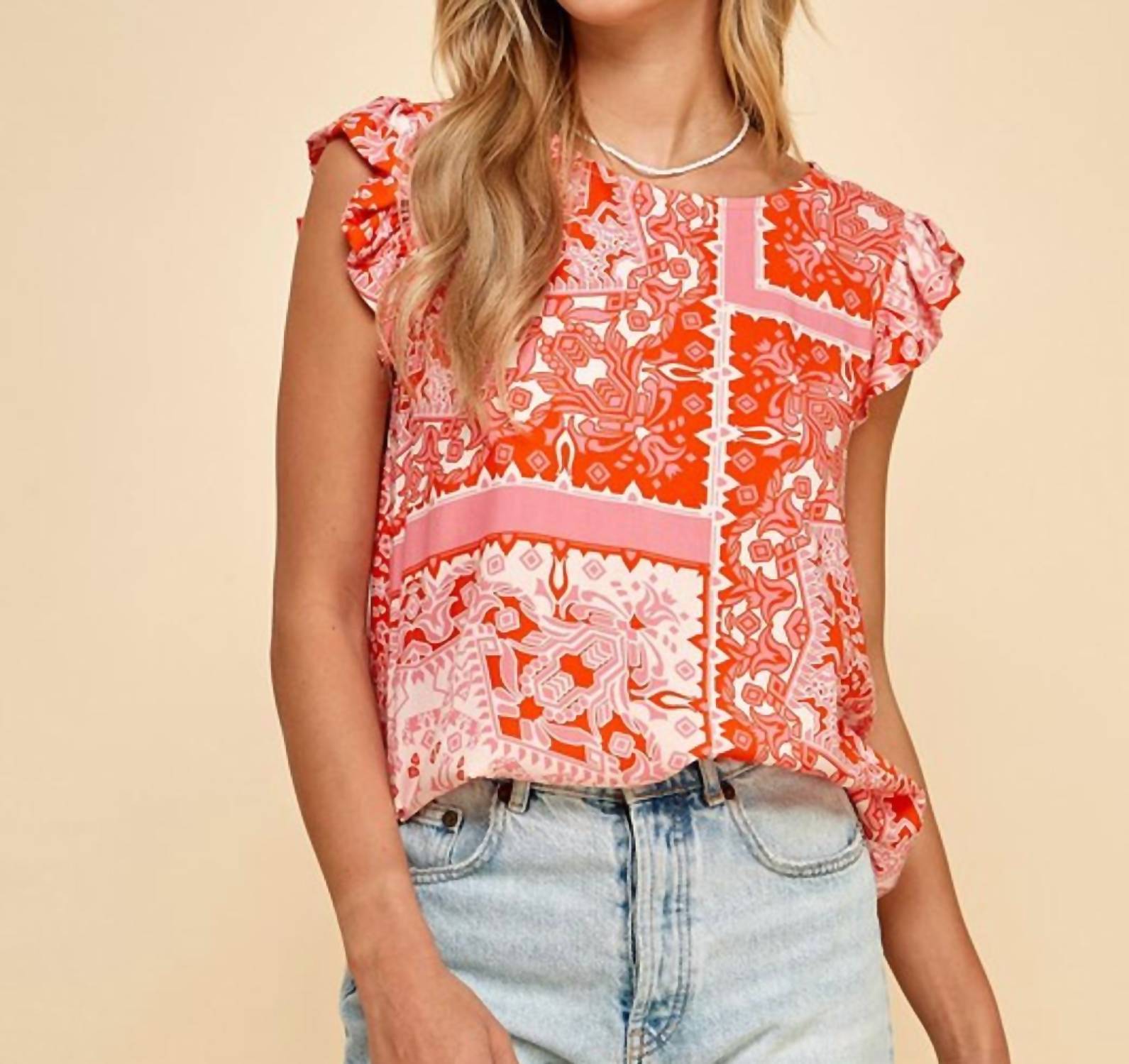 Les Amis - Tribal Printed Sleeveless Top