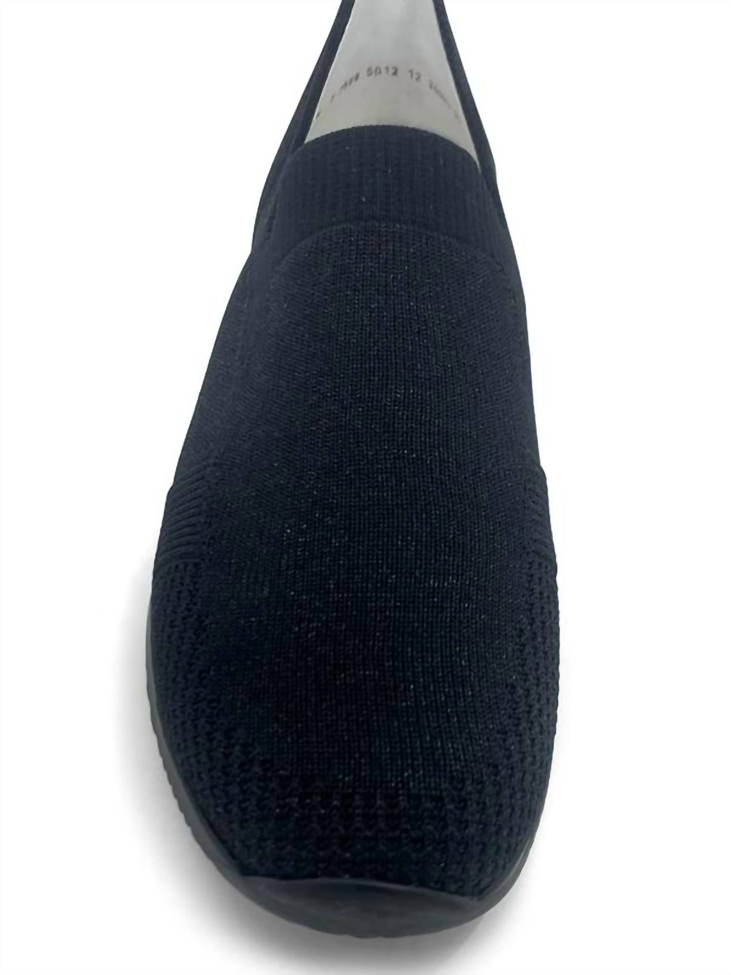 Ara Women's Leena Slip On Sneakers in black wovenstretch - women's sneaker - alternate view