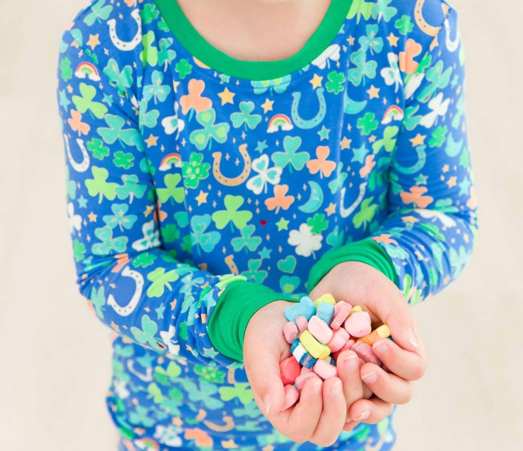 RuffleButts Boy's Softsnooze Lucky Day Long Sleeve Pajama Set in blue - kids' sleepwear - view 4