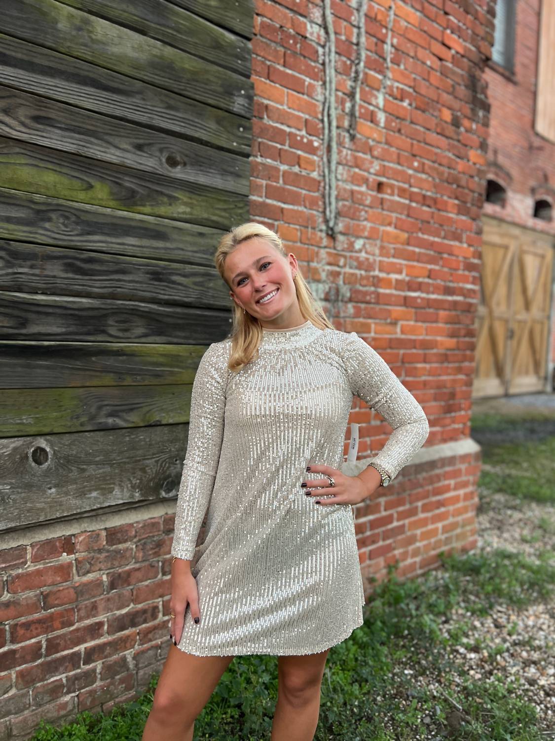 Design History - Jaqueline Long Sleeve Sequin Dress
