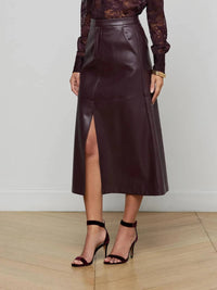 L'Agence - Robin Vegan Leather Midi Skirt