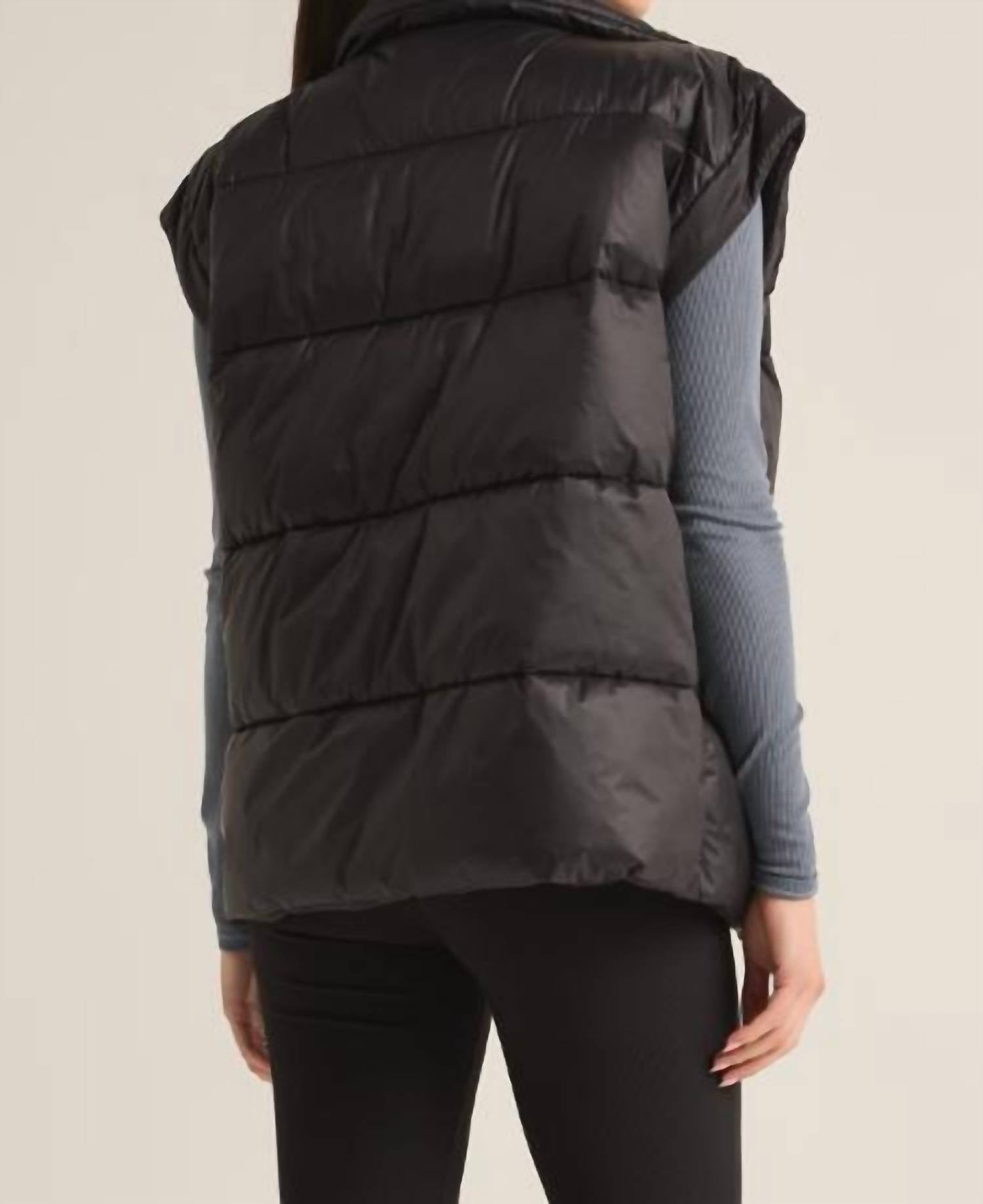 Z Supply Sundown Oversized Puffer Vest in black - women's jacket - alternate view