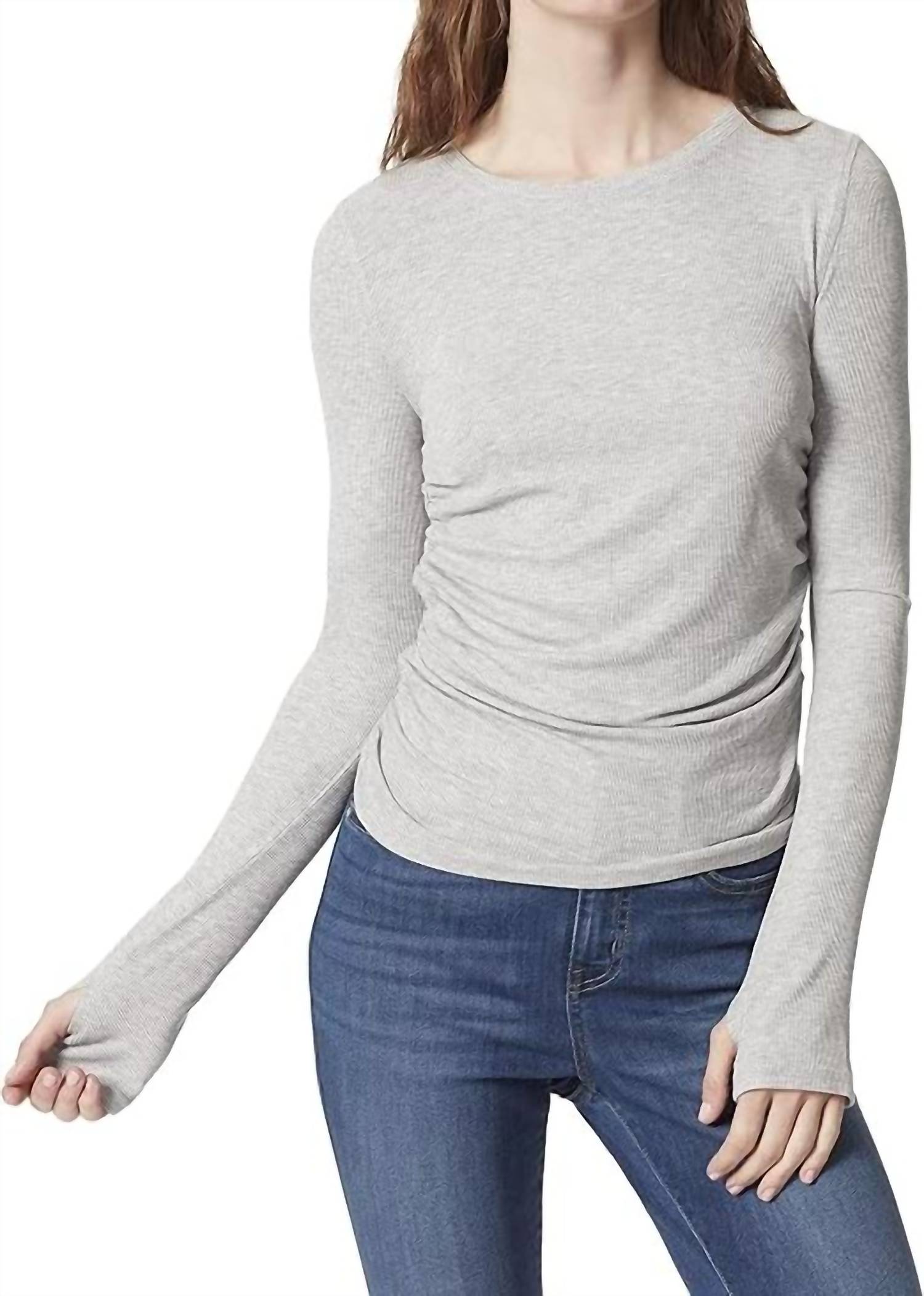 Frayed - Ruched Thumbhole Top