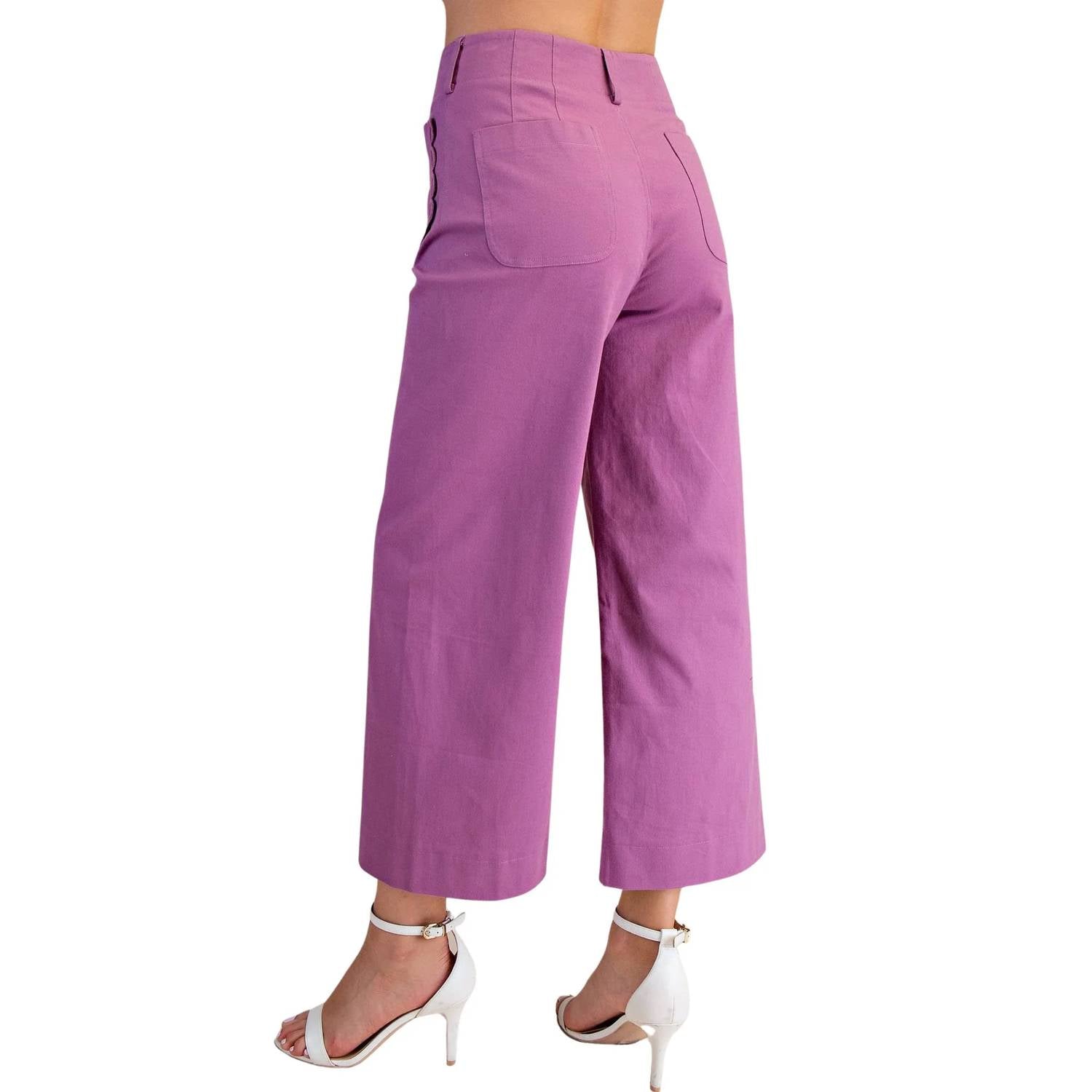 Glam - Women's Colette Wide Leg Scallop Pocket Pants