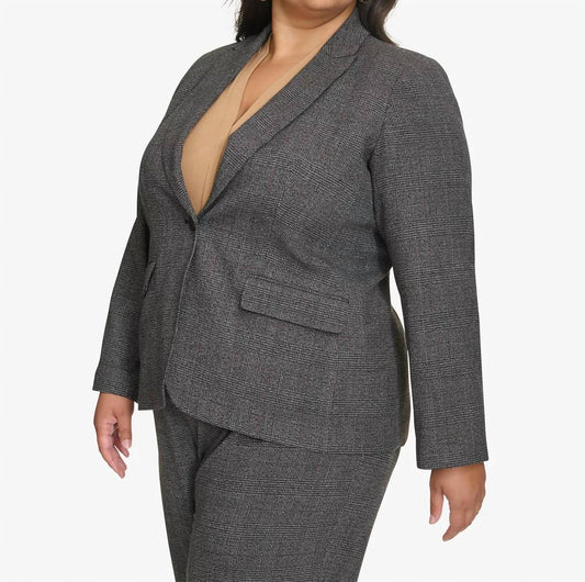 Calvin Klein - Single-button Padded Shoulder Blazer - Plus