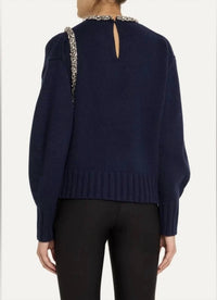 JONATHAN SIMKHAI Monroe Embellished Pullover in blue - women's sweater - detail view