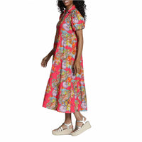 Apny - Tiered Puff Sleeve Shirt Dress