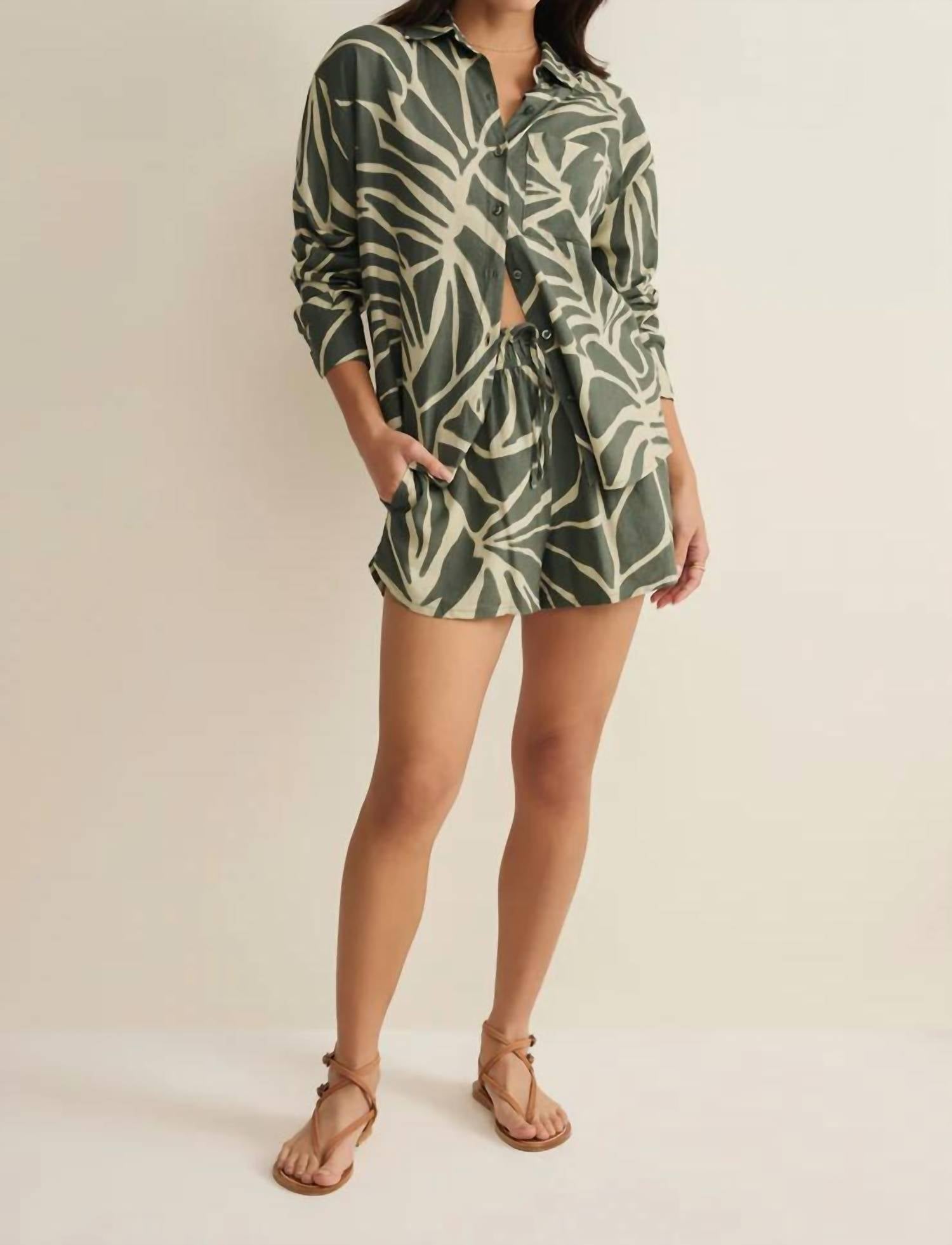 Z Supply - Alfie Tova Palm Linen Button Up Shirt