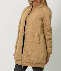 Mystree - Guilted Long Bomber Jacket