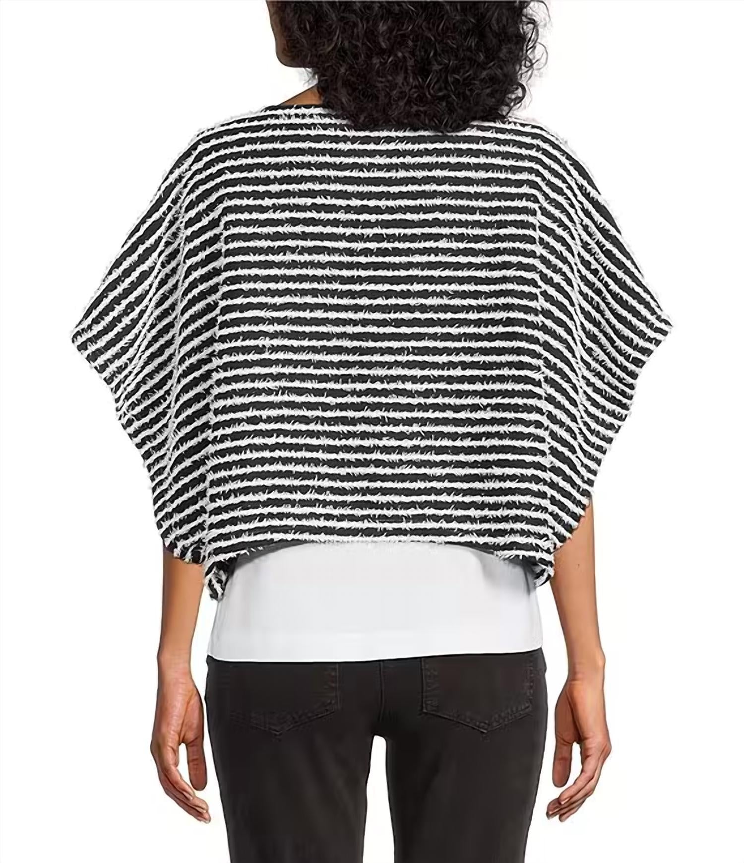 Multiples - Yarn-dyed Boat Neck Poncho Top