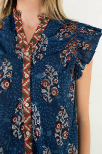 Thml - Flutter Sleeve Floral Print V-Neck Top