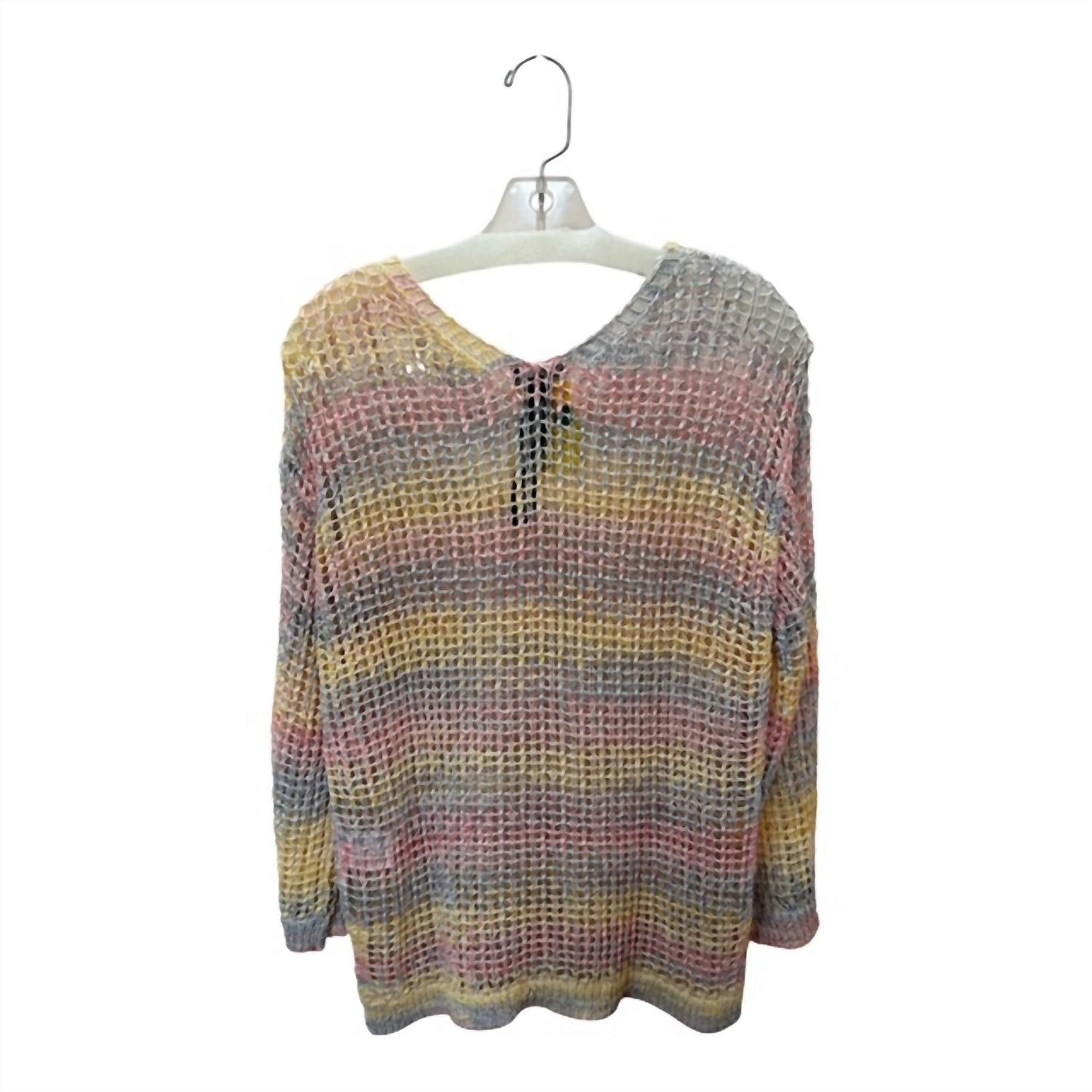 Charlie B - Women's Crochet V-neck Sweater