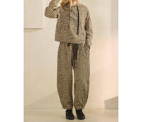Veveret Leopard French Terry Hoodie in brown - women's top - view 4