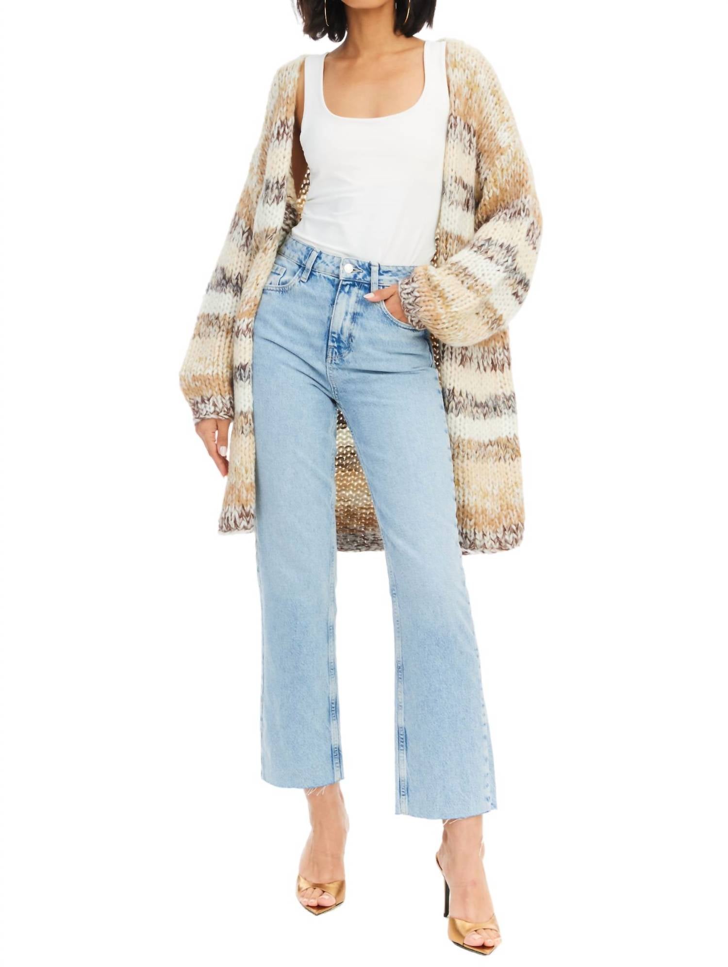 ALLISON NEW YORK Jodie Chunky Open Front Cardigan in multi ivory - women's cardigan