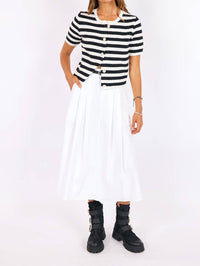 SAGE THE LABEL Daphne Stripe Button Cardigan in black ivory - women's cardigan