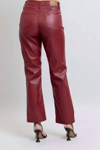 Judy Blue - High Waist Tummy Control Faux Leather Straight Pant