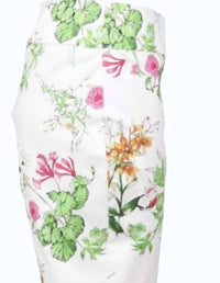 Joseph Ribkoff Women Botanical Print Pull-on Pant in white floral - women's pants - detail view